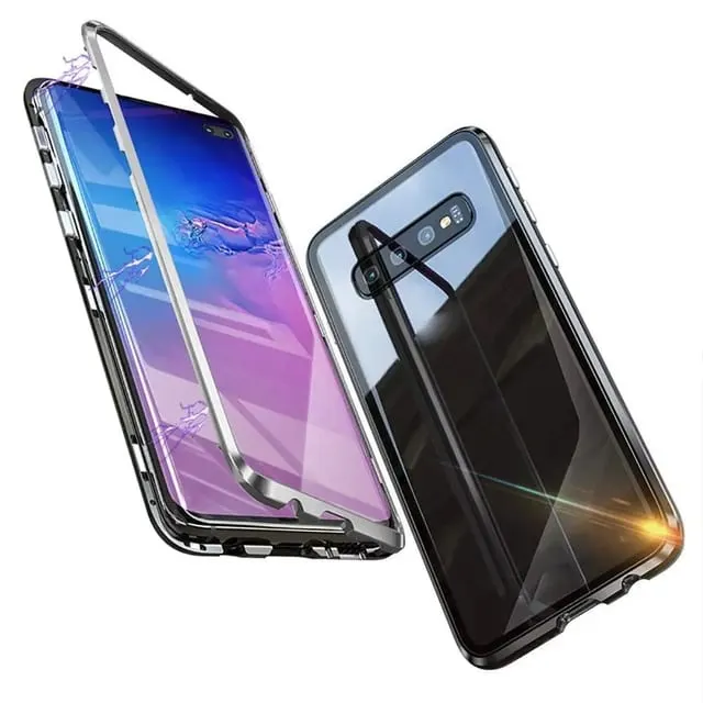 Metal Flip Magnetic Tempered Glass Double-Sided Phone Case