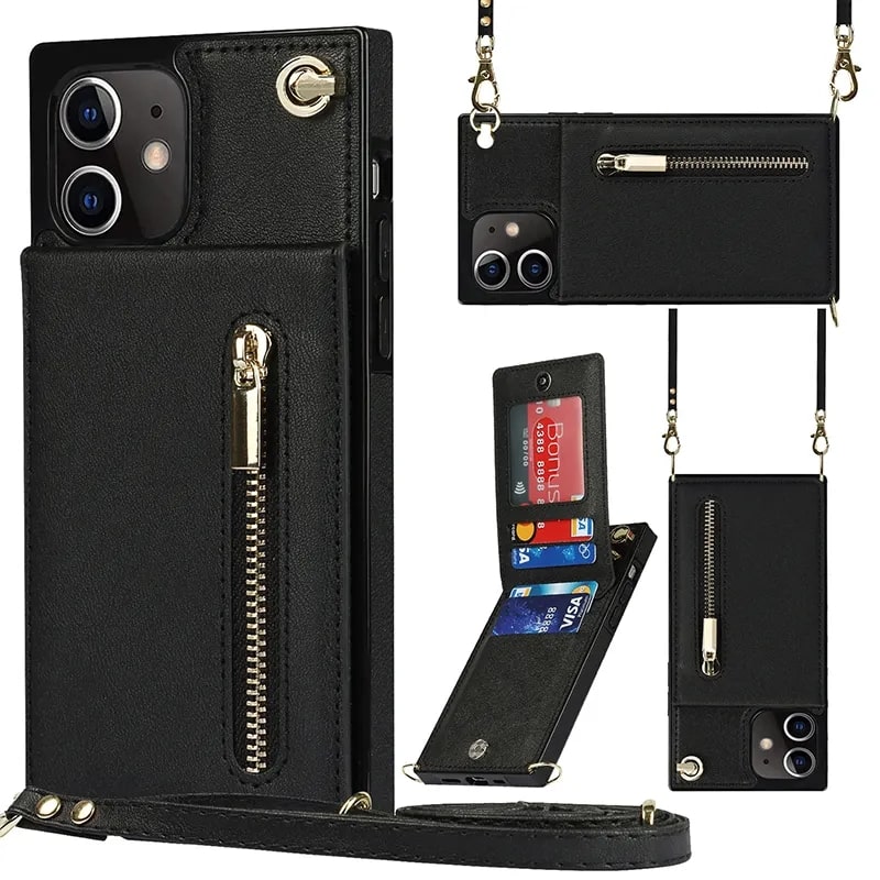 Etui de téléphone à portefeuille carré
