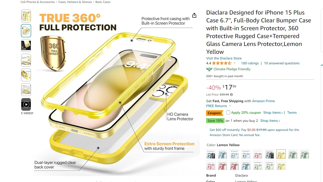 clear guard 360° case for iphone 15