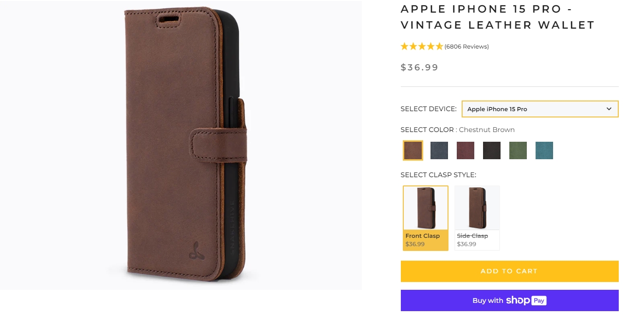 étui portefeuille en cuir vintage pour iphone 15 pro