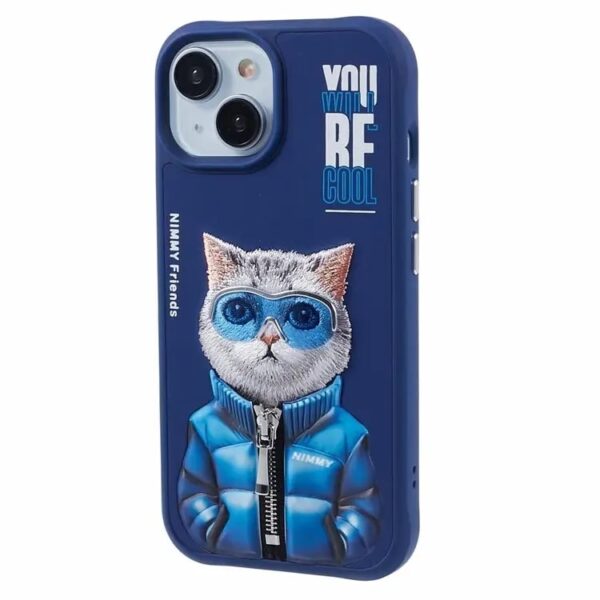 embroidery protective case blue coat cat