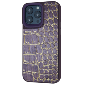 crocodile skin leather case purple