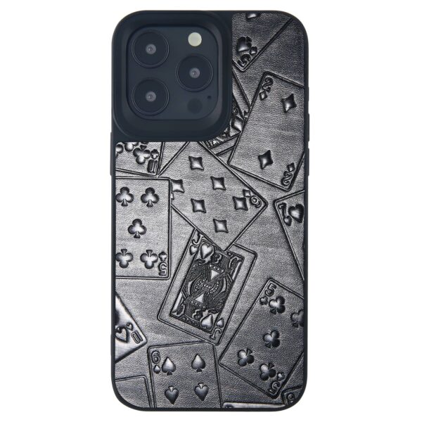 poker pattern leather case black
