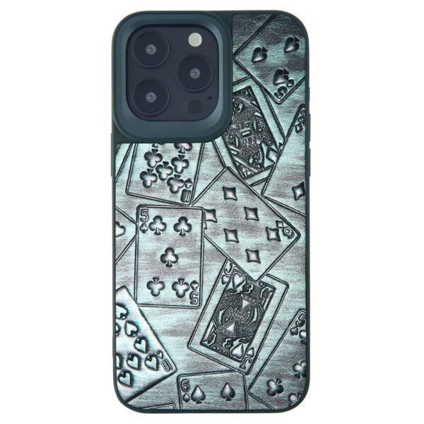 poker pattern leather case green