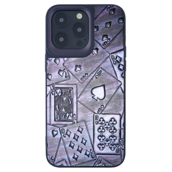 poker pattern leather case purple