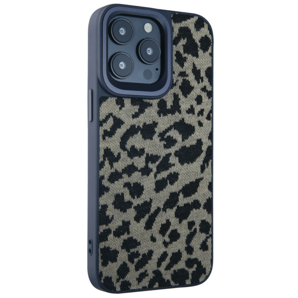TPU con funda de tela de leopardo azul
