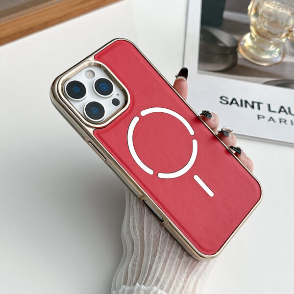 PU Leather Electroplating PC TPU Magnetic iPhone 17 PRO Case - Image 4