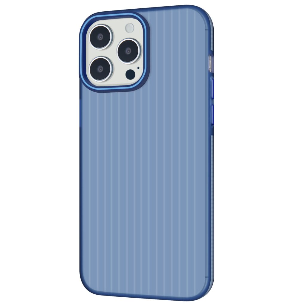 Capa traseira ondulada transparente mate para iPhone azul