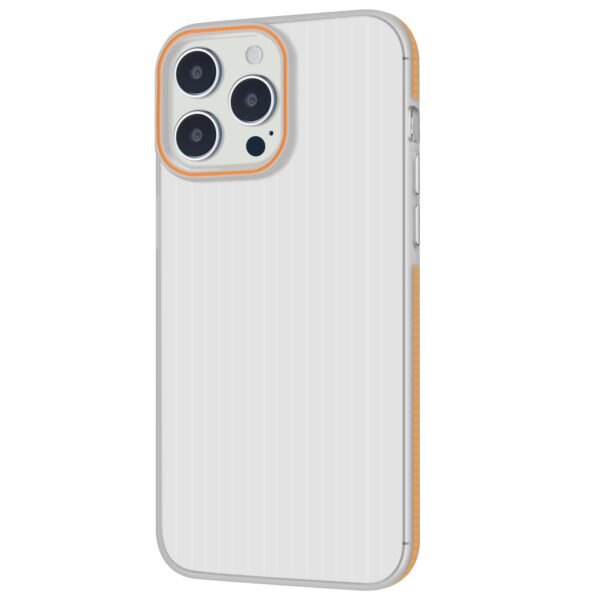 Capa traseira ondulada transparente mate para iPhone branco laranja